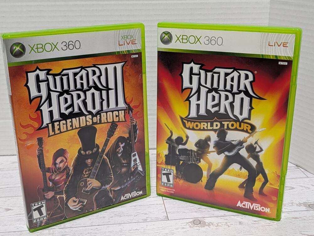 LOT (2) Games Guitar Hero III: Legends of Rock + World Tour - Microsoft Xbox 360